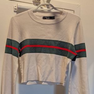 Green and red striped crop top